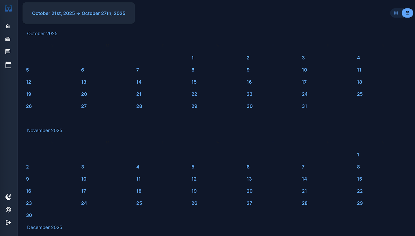 Booking calendar in the Tooli app